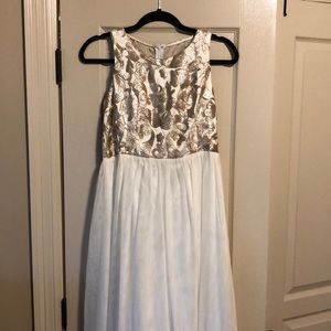 White and gold prom dress